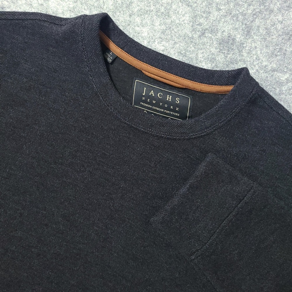 Jachs New York Sweatshirt Men Large Black Textured Crewneck Long Sleeve